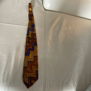 Moda Made in Italy Gold/Blue/Black Print Tie